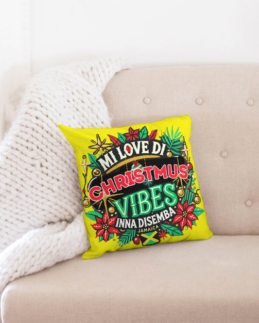 Yellow Mi Love Di Christmus Vibes Inna Disemba Throw Pillow Case 16"x16"