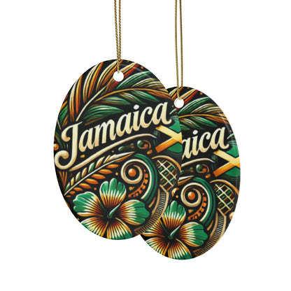 Jamaican Design Ceramic Ornaments - Tropical Heart Shaped Decorations for Celebrations