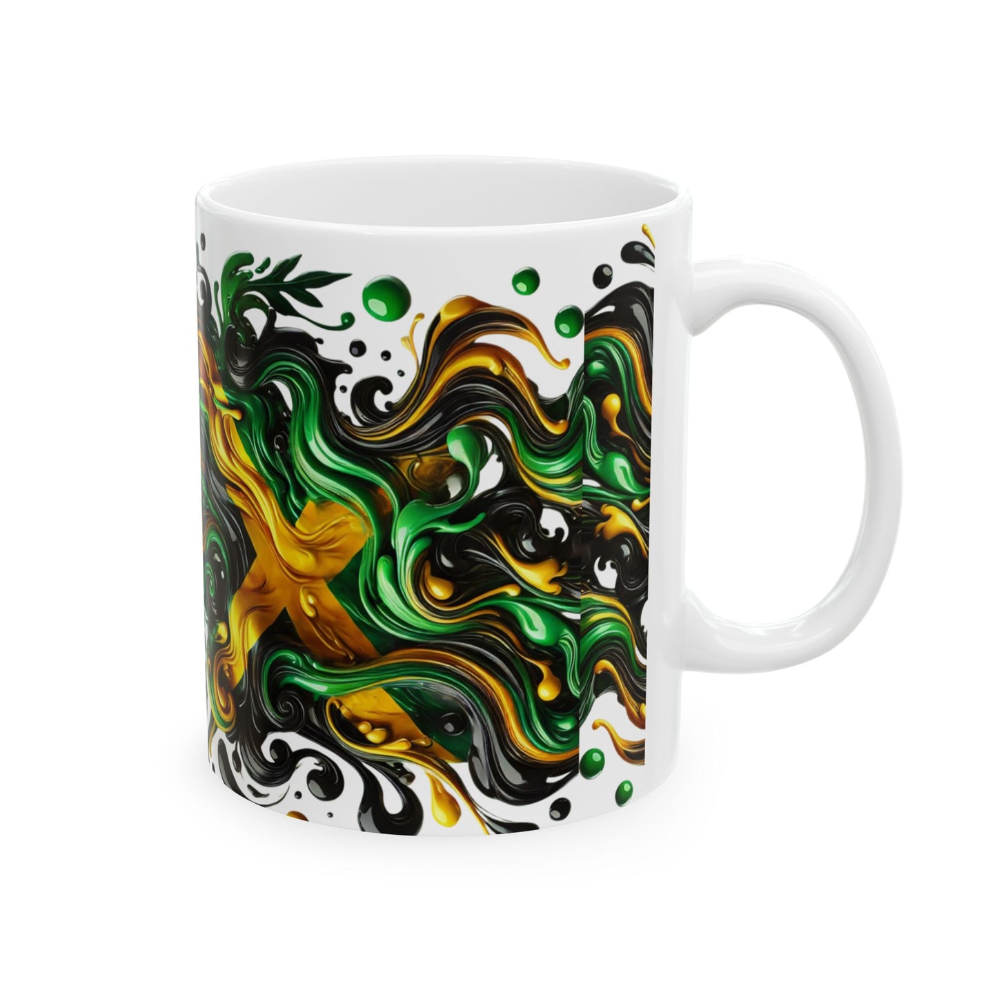 Drop Paint Style Modern Jamaican Ceramic Mug