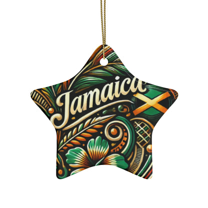 Jamaican Design Ceramic Ornaments - Tropical Heart Shaped Decorations for Celebrations