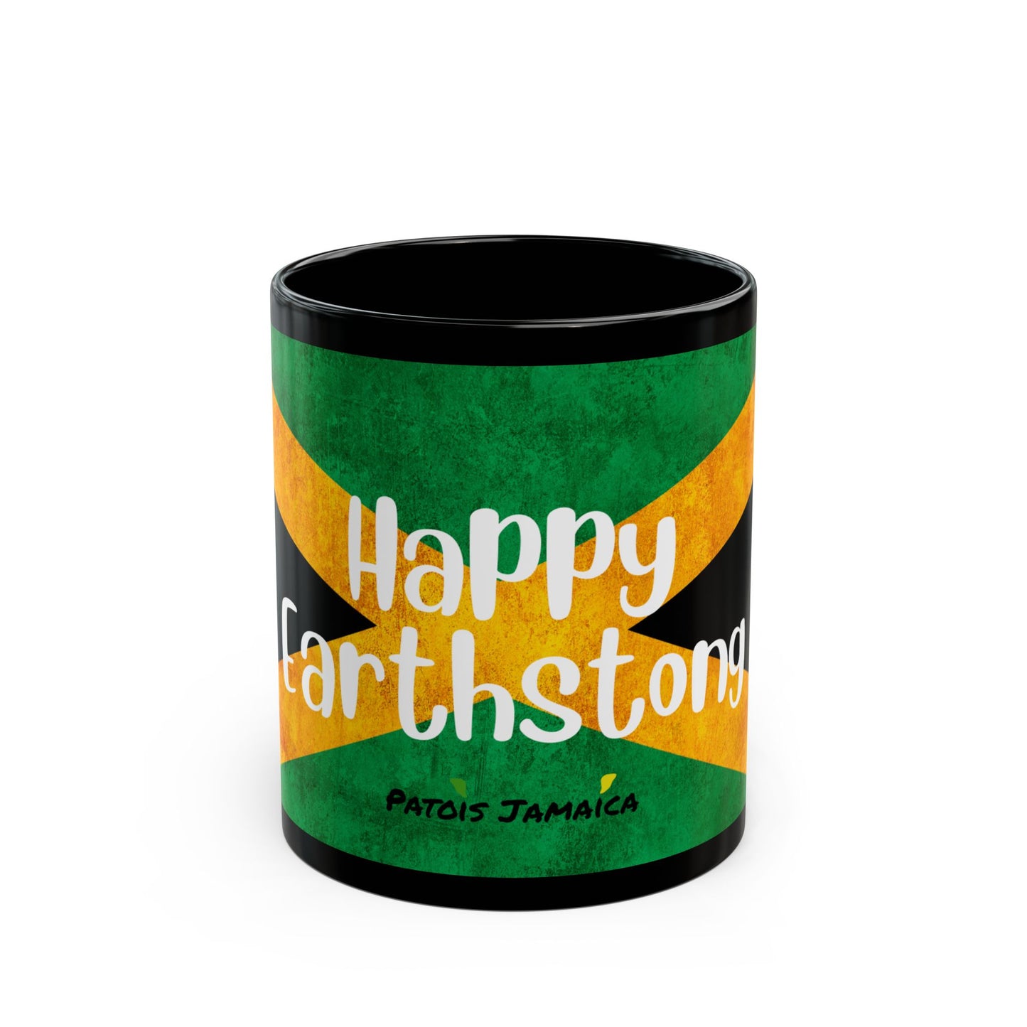 Happy Earth strong Jamaican Flag Black Mug - 11oz & 15oz | Perfect for Coffee Lovers & Gifts