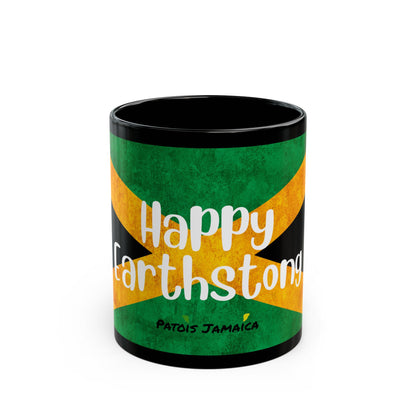 Happy Earth strong Jamaican Flag Black Mug - 11oz & 15oz | Perfect for Coffee Lovers & Gifts