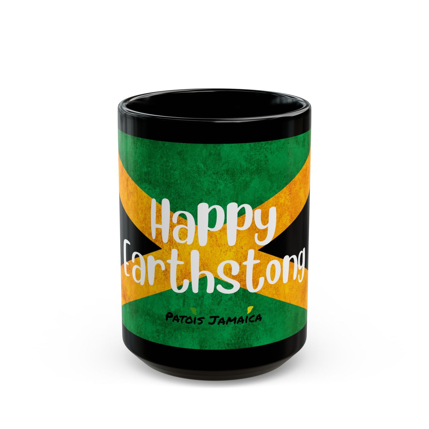 Happy Earth strong Jamaican Flag Black Mug - 11oz & 15oz | Perfect for Coffee Lovers & Gifts