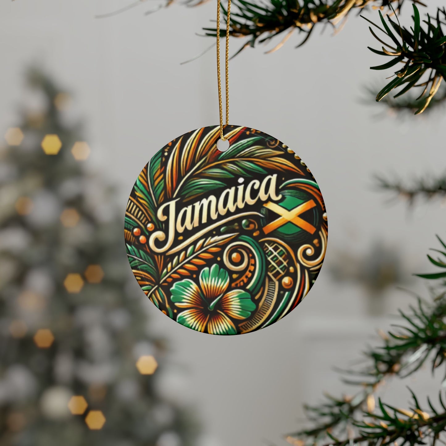 Jamaican Design Ceramic Ornaments - Tropical Heart Shaped Decorations for Celebrations