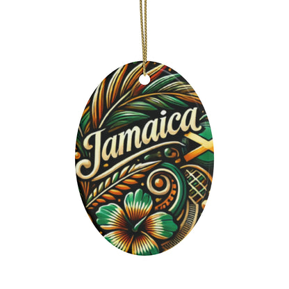 Jamaican Design Ceramic Ornaments - Tropical Heart Shaped Decorations for Celebrations