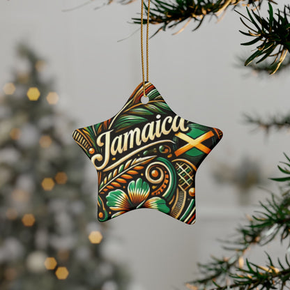 Jamaican Design Ceramic Ornaments - Tropical Heart Shaped Decorations for Celebrations