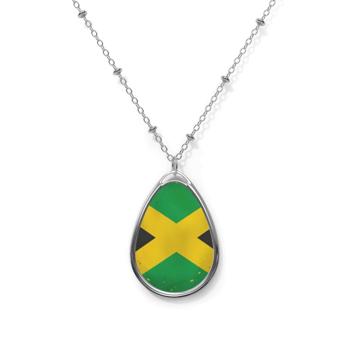 Jamaican Flag Oval Necklace - Elegant Jewelry for Special Occasions