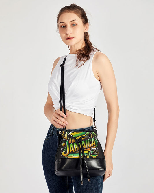 Jamaica - Black Mini Drawstring Bucket Bag