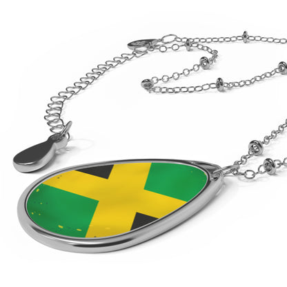 Jamaican Flag Oval Necklace - Elegant Jewelry for Special Occasions