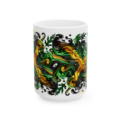 Drop Paint Style Modern Jamaican Ceramic Mug