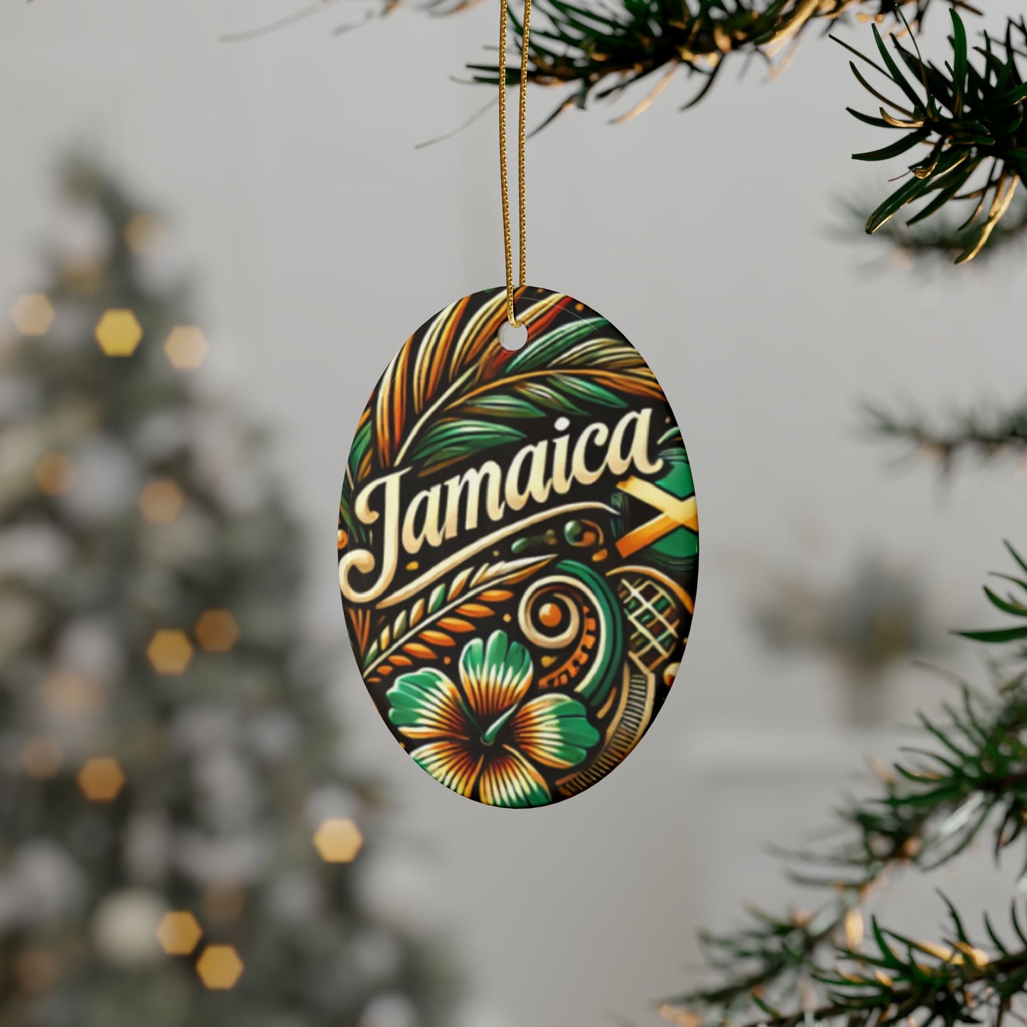 Jamaican Design Ceramic Ornaments - Tropical Heart Shaped Decorations for Celebrations