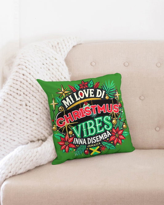 Green Mi Love Di Christmus Vibes Inna Disemba Throw Pillow Case 16"x16"