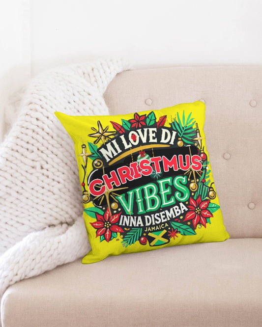 Yellow Mi Love Di Christmus Vibes Inna Disemba Throw Pillow Case 18"x18"