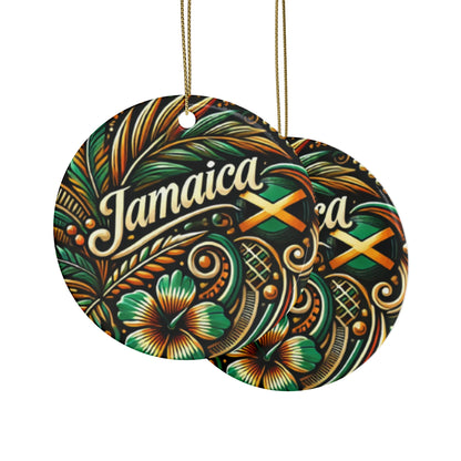 Jamaican Design Ceramic Ornaments - Tropical Heart Shaped Decorations for Celebrations