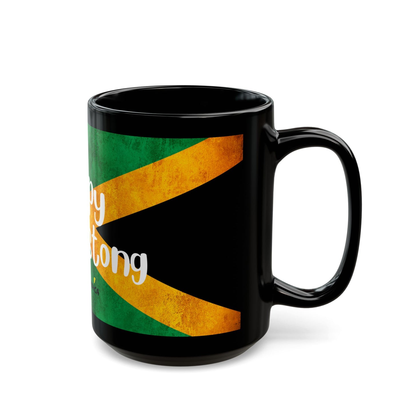 Happy Earth strong Jamaican Flag Black Mug - 11oz & 15oz | Perfect for Coffee Lovers & Gifts