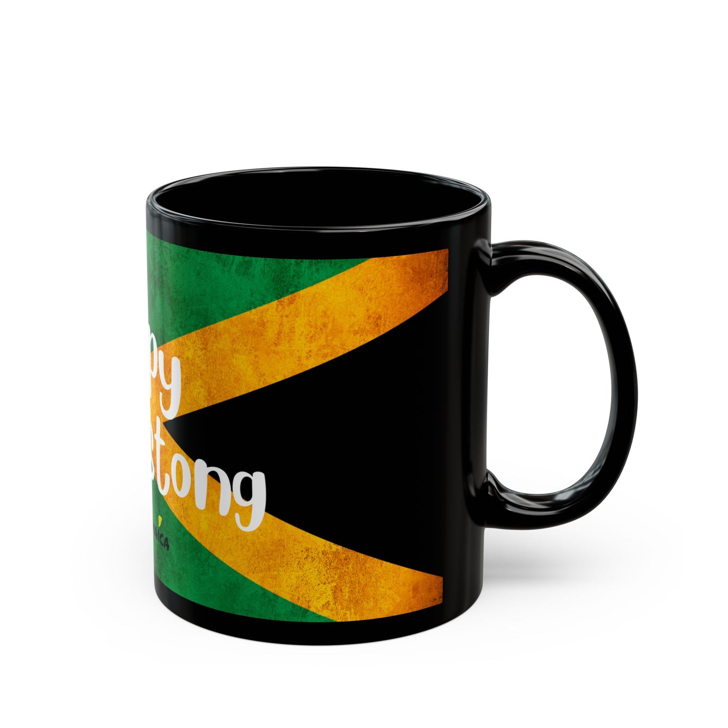 Happy Earth strong Jamaican Flag Black Mug - 11oz & 15oz | Perfect for Coffee Lovers & Gifts