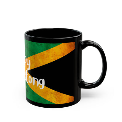 Happy Earth strong Jamaican Flag Black Mug - 11oz & 15oz | Perfect for Coffee Lovers & Gifts