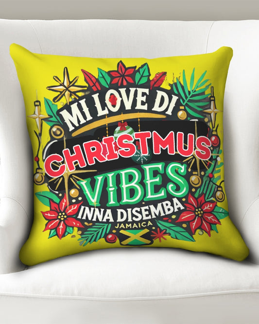 Yellow Mi Love Di Christmus Vibes Inna Disemba Throw Pillow Case 20"x20"