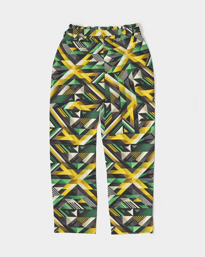 Diamond Pattern Women's All-Over Print Belted Tapered Pants