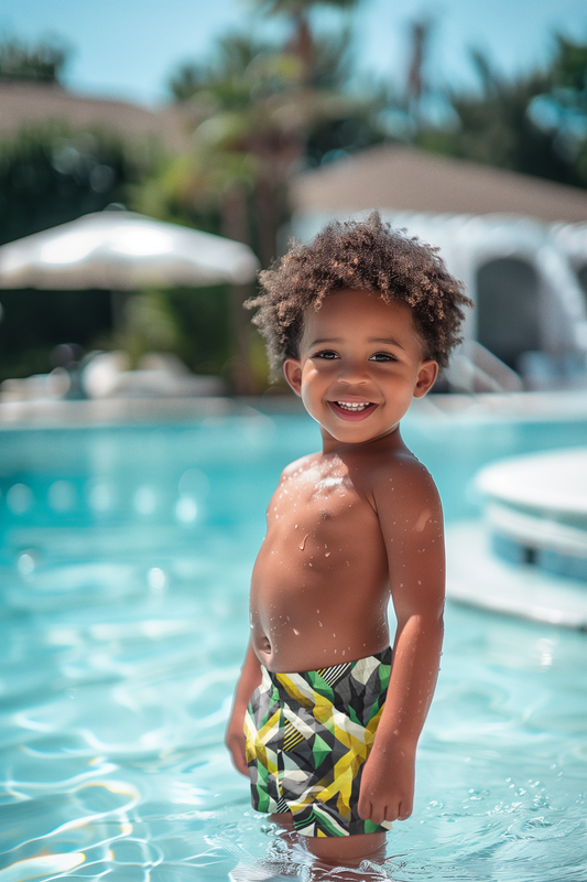 Diamond Pattern Boys Swim Trunk