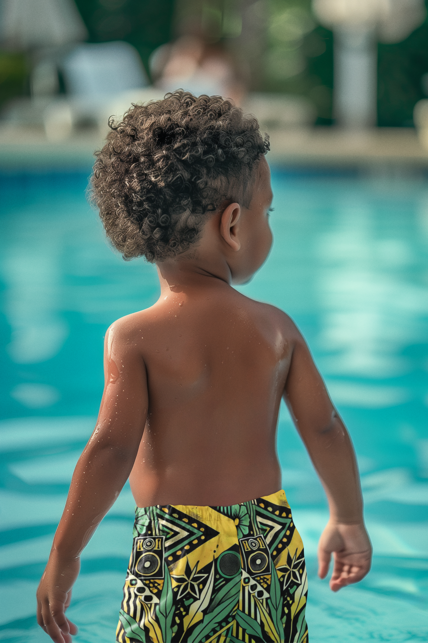 Jamaica Pattern All-Over Print Boys   Swim Trunk